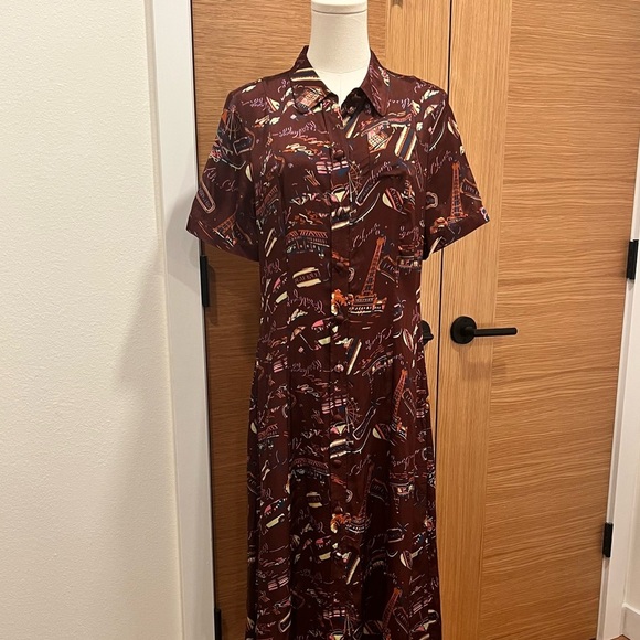 Elegant ALEXA CHUNG 
Printed dress | Burgundy| Patterned Dress | size 10 - Picture 4 of 15